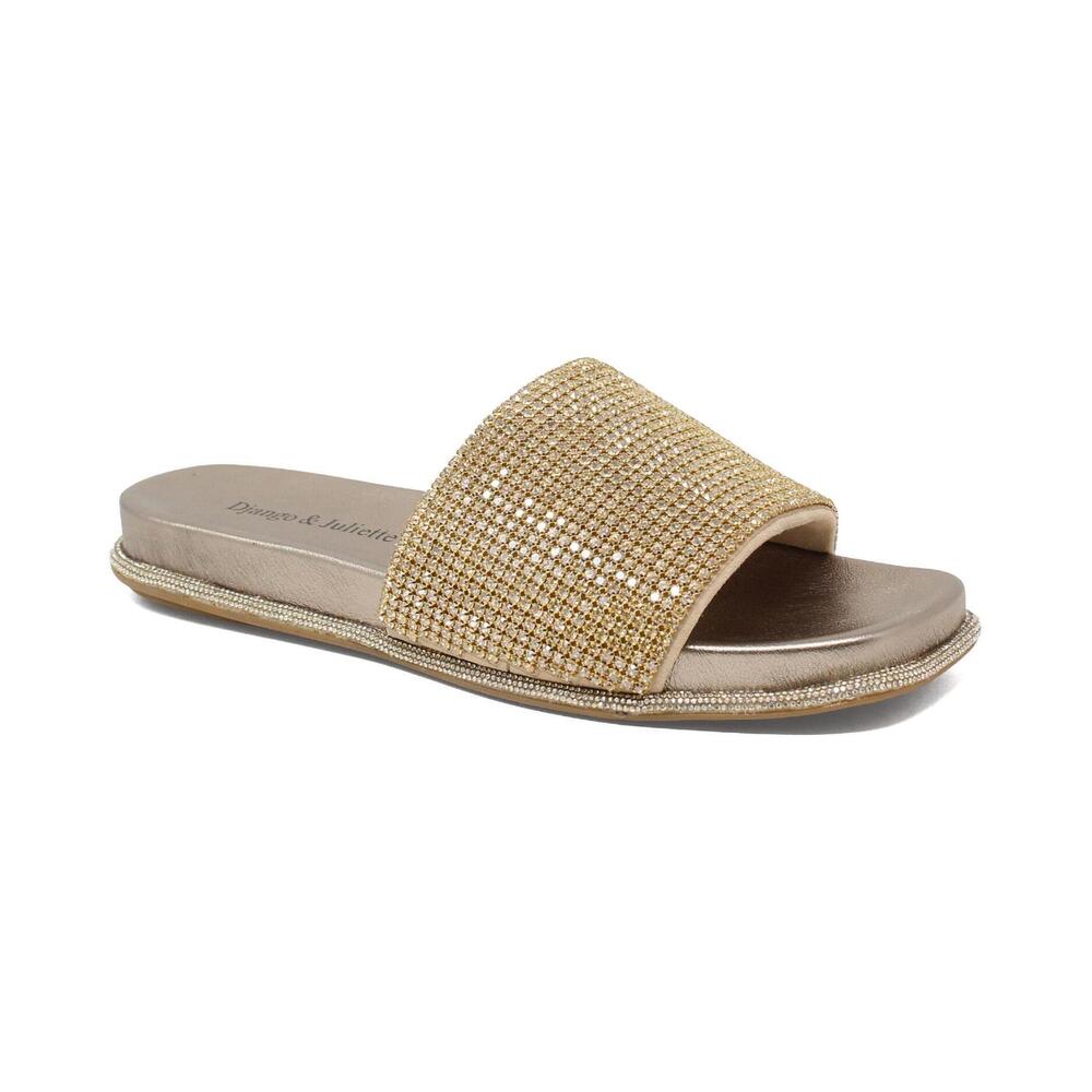 NEW DJANGO & JULIETTE women's yatin sandals in champagne leather-jewels